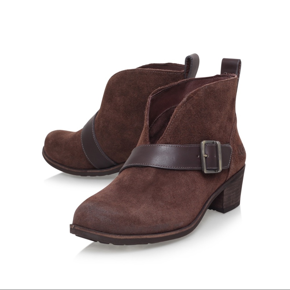 UGG Brown Suede Belted Ankle Boots Bootie